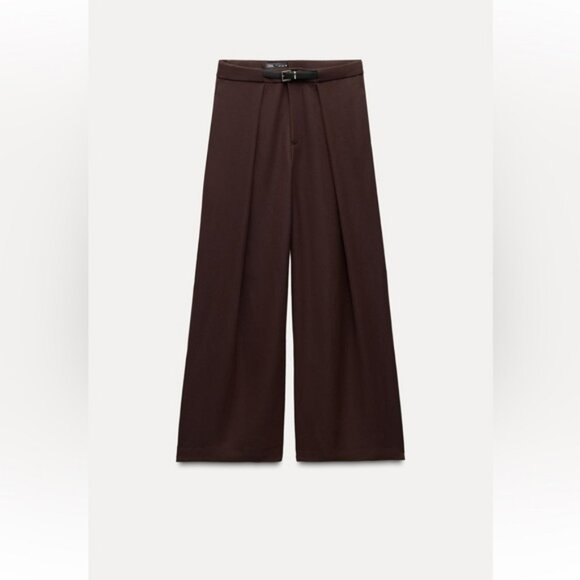 ZARA PLEATED PANTS WITH BELT - Picture 1 of 8